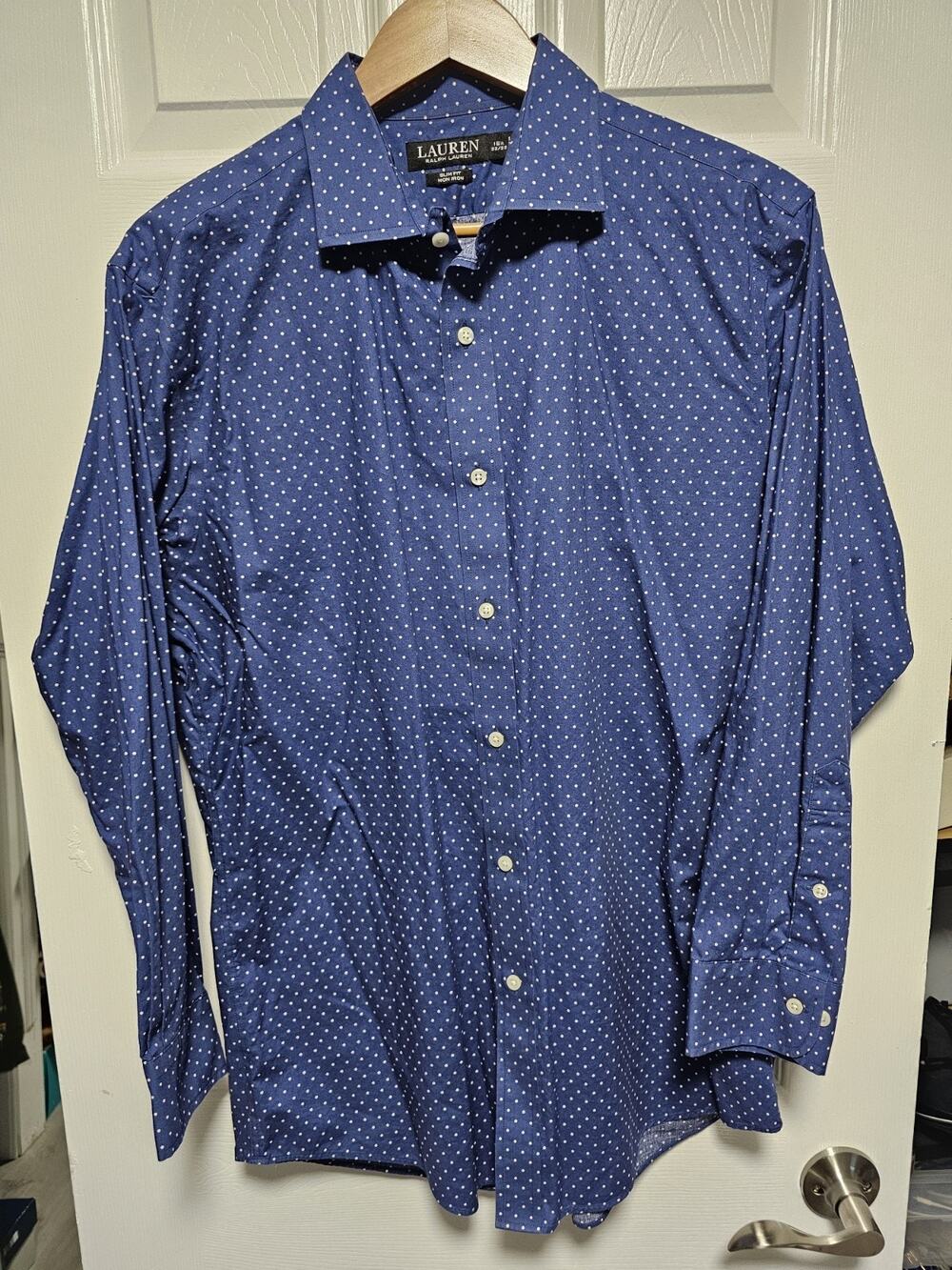 Lauren Ralph Lauren Black Label Button Down Mens 16.5 32/33 Slim Fit Blue